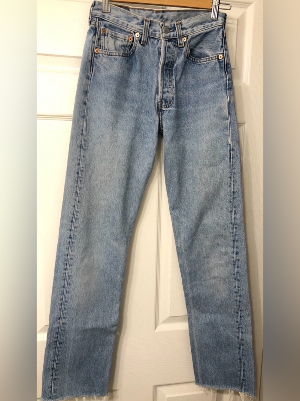 Vintage 90's Levi's 501 Jeans for Women Lt Blue Wash Frayed Hem Actual 26 x 31